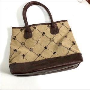 Tommy Hilfiger 90’s Vintage Brown & Tan Logo 1985 Collection Tote Bag